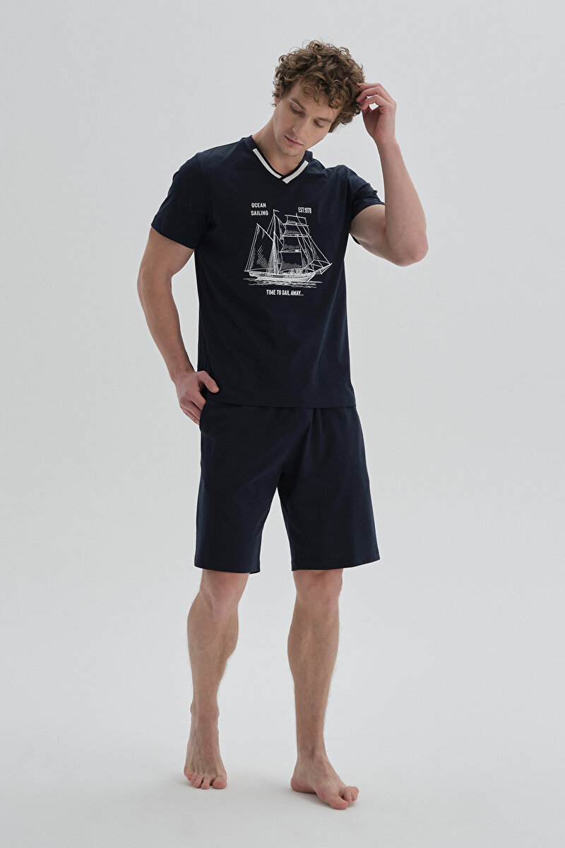 Dagi Mens Navy Short Pyjama Set 22SM85012NG_LC | DAGI