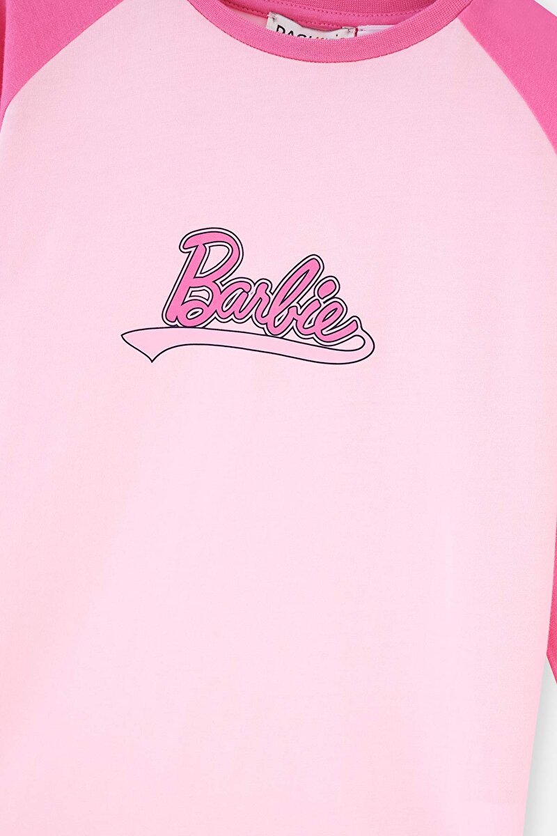 Pembe Barbıe Lisans Baskılı Uzun Kollu Pijama Takımı 23WG17499TA_356 | DAGI