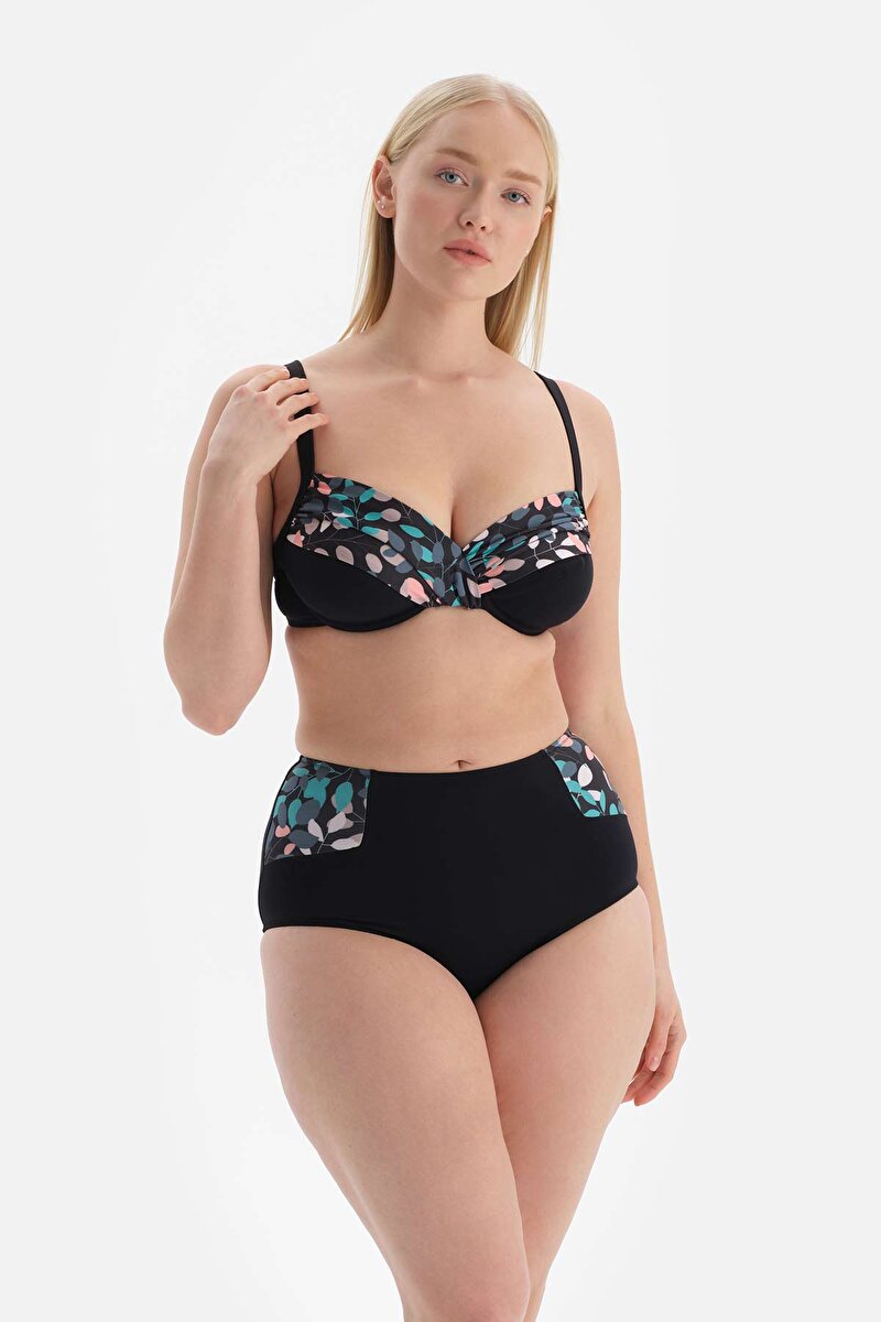 Siyah Yeşil Korseli Toparlayıcı Bikini Üstü 23SW82081ST_SY-YES | DAGI