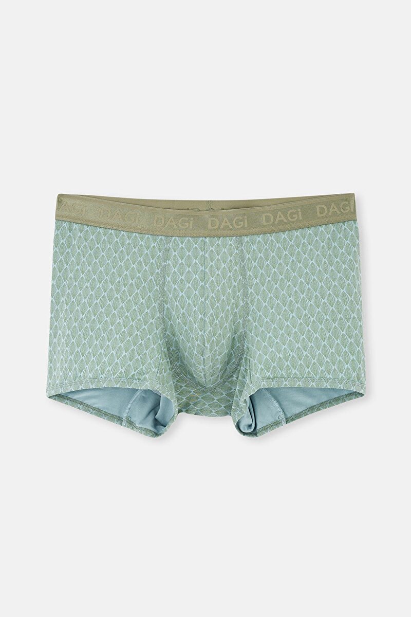 Açık Haki-Açık Mavi 2'li Desenli Mıcro Modal Boxer 24AM28271MA_702 | DAGI