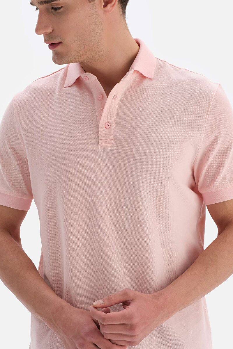 Açık Pembe Pike Polo Yaka T-Shirt 23SM84061ST_AP | DAGI