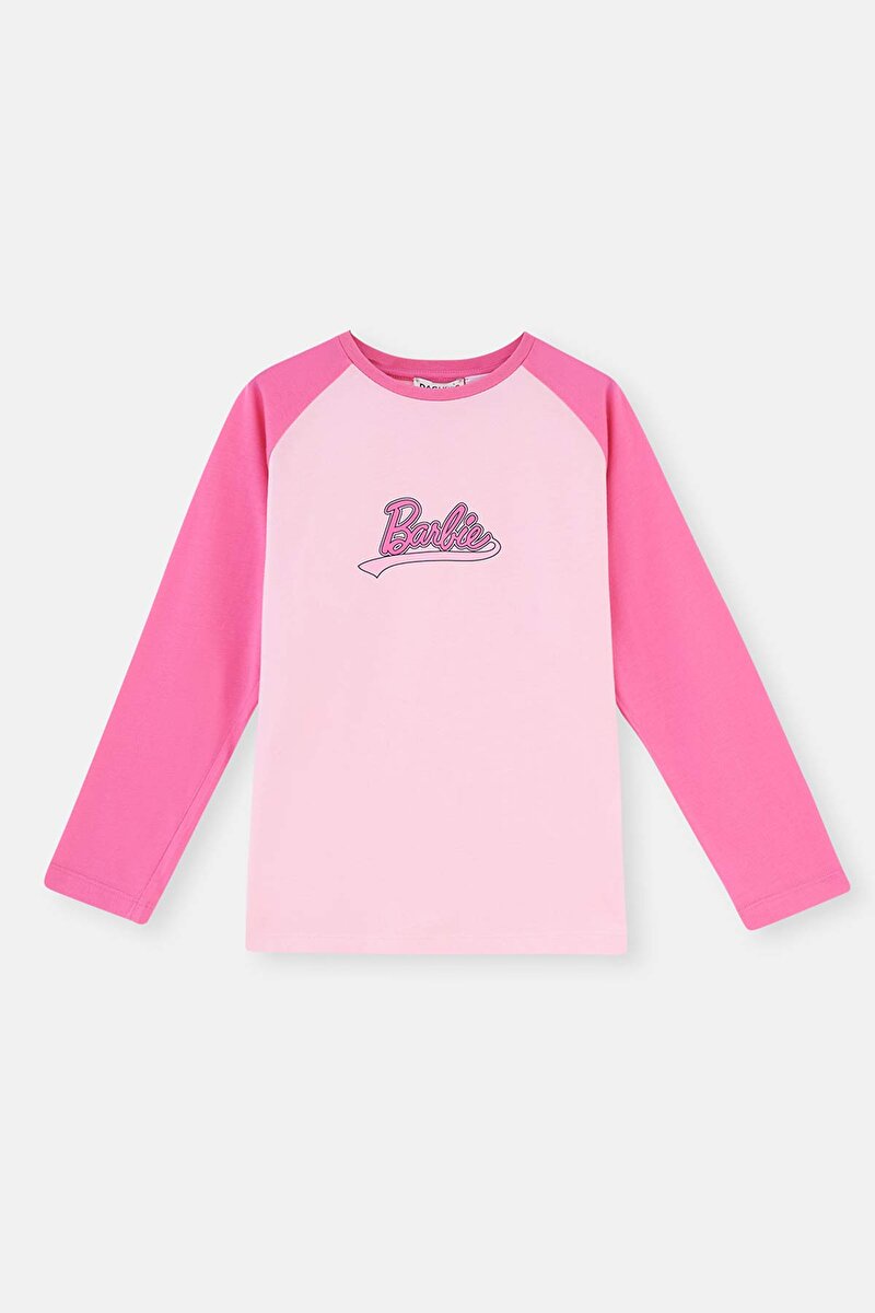 Pembe Barbıe Lisans Baskılı Uzun Kollu Pijama Takımı 23WG17499TA_356 | DAGI