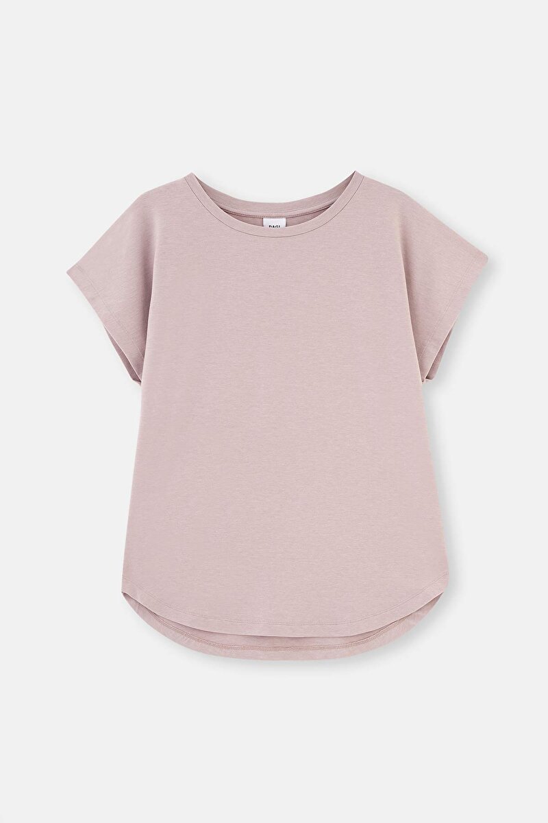 Açık Lila Basic Düşük Kollu Everfresh T-Shirt 23AW11250EB_338 | DAGI