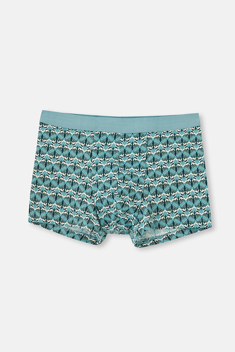 Açık Mavi-Koyu Yeşil 2'li Desenli Pamuk Boxer 24AM28268MA_701 | DAGI