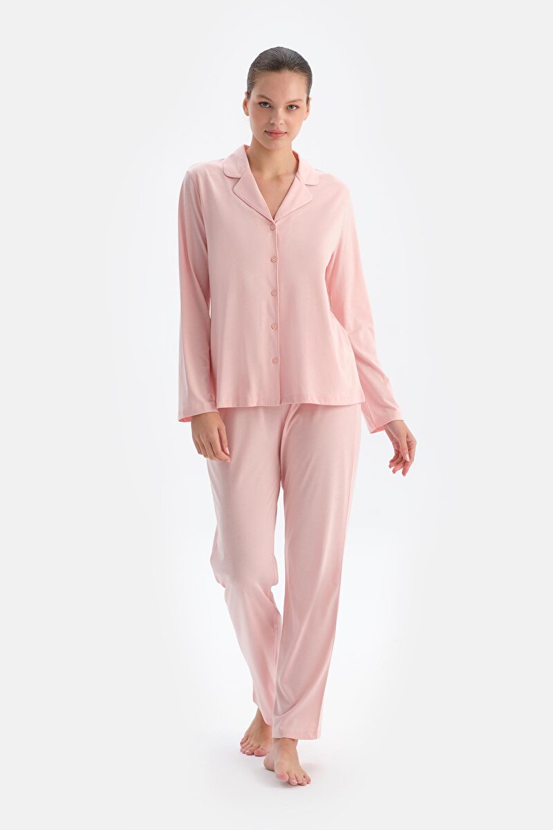 Pembe Kadın Gömlek Pijama Takımı 24WW17816BB_356 | DAGI