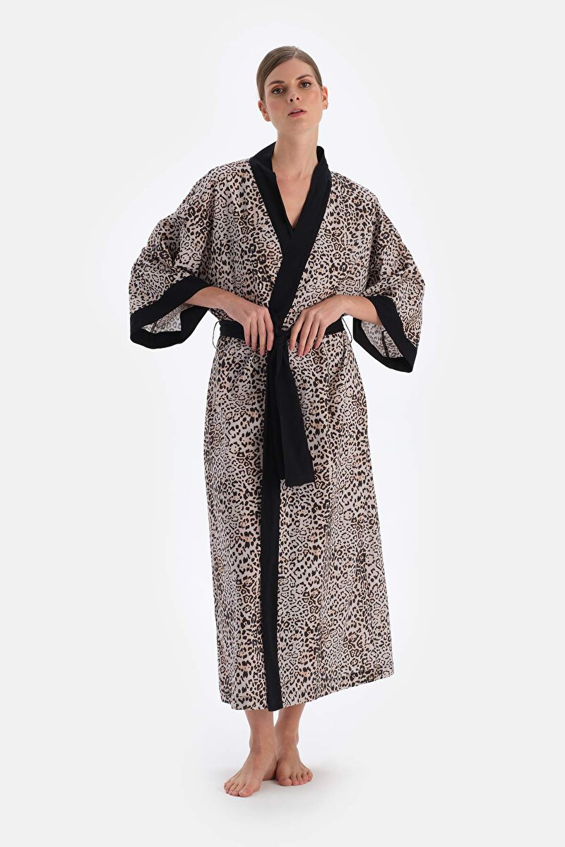 Kahverengi Uzun Kimono 24SW86004ST_331 | DAGI