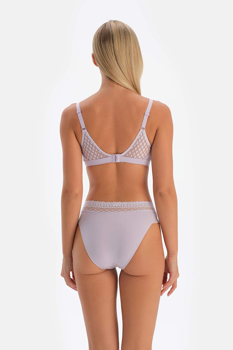 Lila Mıcromodal Kruvaze Arkası Dantel Detaylı Üçgen Soft Bra 24SW23348MA_353 | DAGI