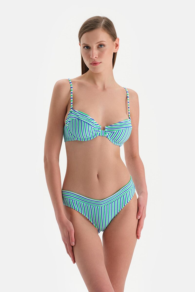 Beyaz-Lacivert Normal Bel Bikini Alt 24SW81052ST_611 | DAGI